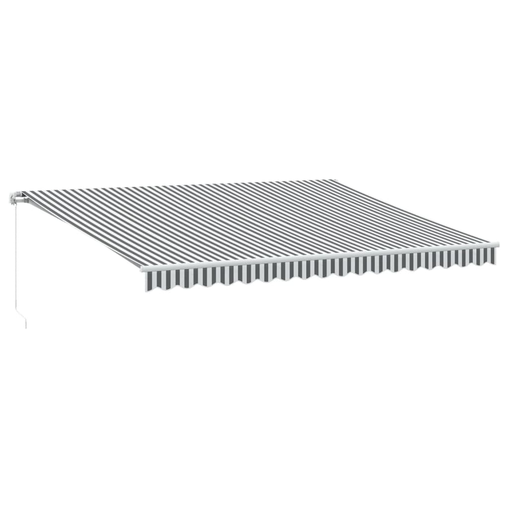 Markise Manuell Einziehbar mit LED 300x250 cm Blau und Weiß