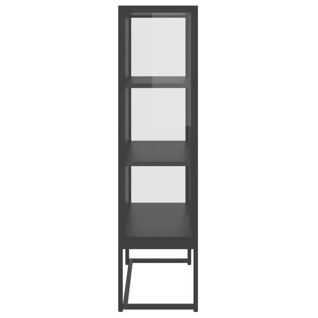 Highboard Schwarz 80x35x135 cm Stahl und Gehärtetes Glas