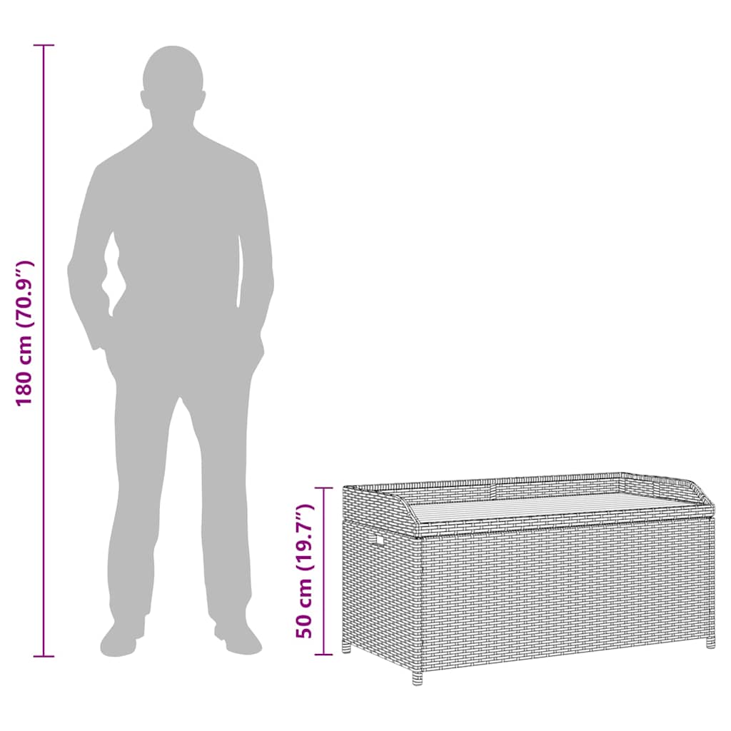 Bank mit Stauraum Schwarz 100x50x52 cm Poly Rattan Akazienholz