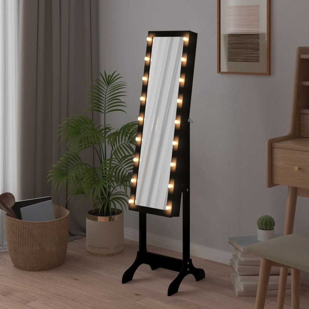Standspiegel mit LED Weiß 34x37x146 cm