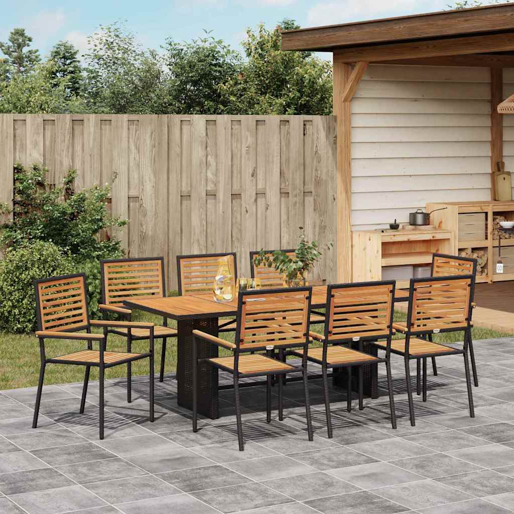 Garten Essgruppe 7 pcs Schwarz und Braun Poly-Rattan