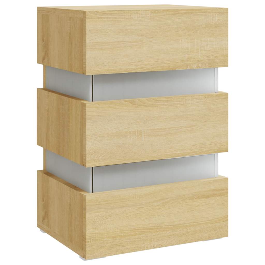 LED-Nachttisch Weiß 45x35x67 cm Holzwerkstoff