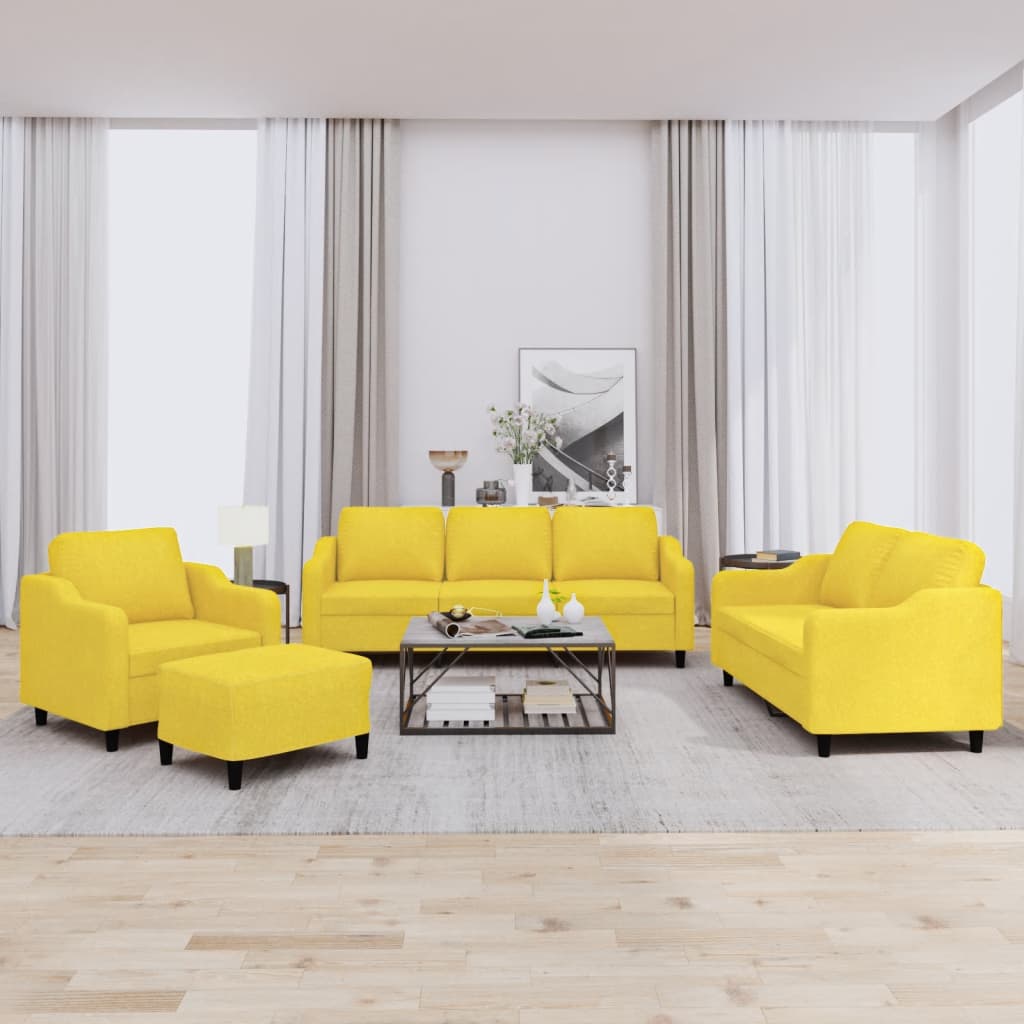 4-tlg. Sofagarnitur mit Kissen Braun Stoff