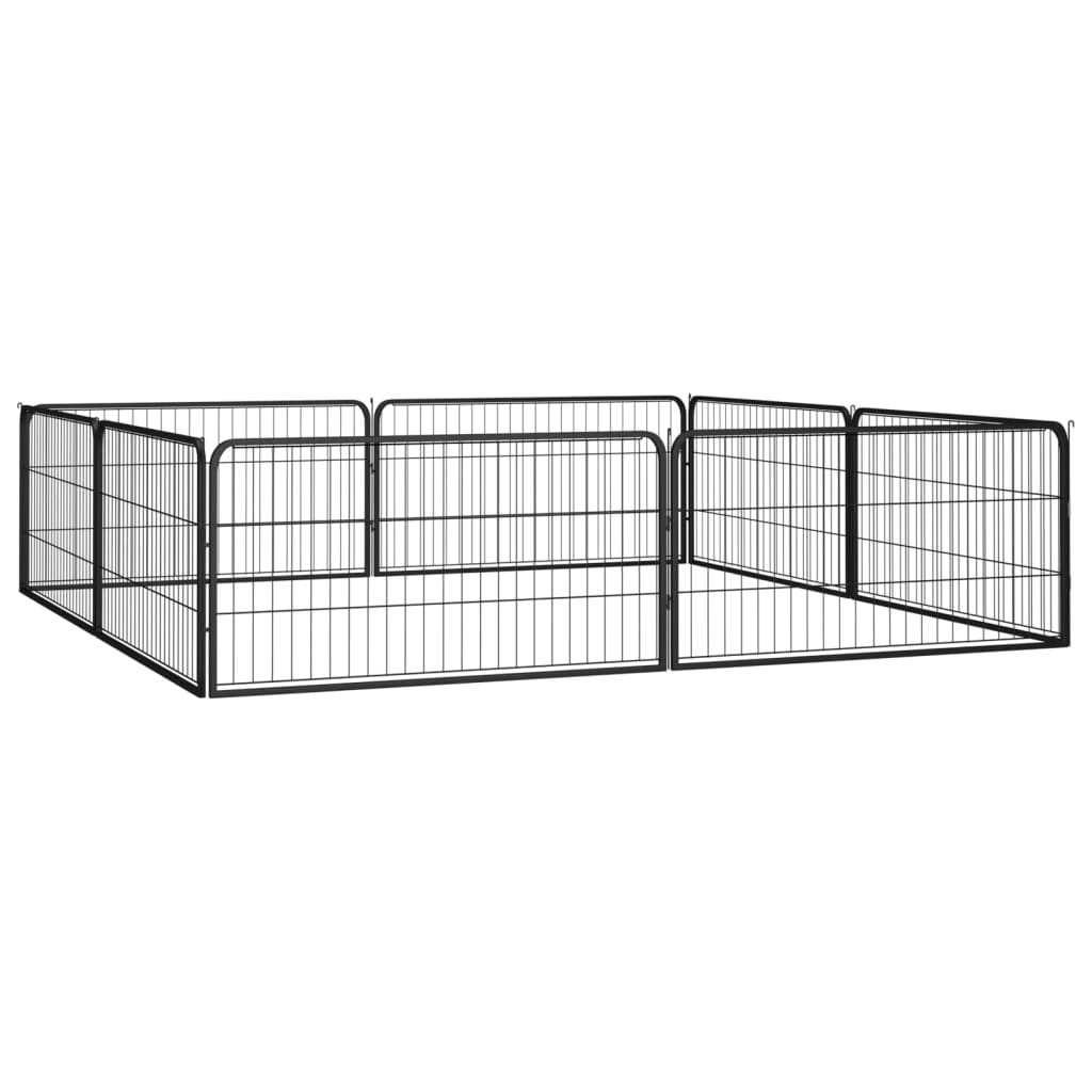 4-tlg. Hundelaufstall Schwarz 100x50cm Stahl Pulverbeschichtung