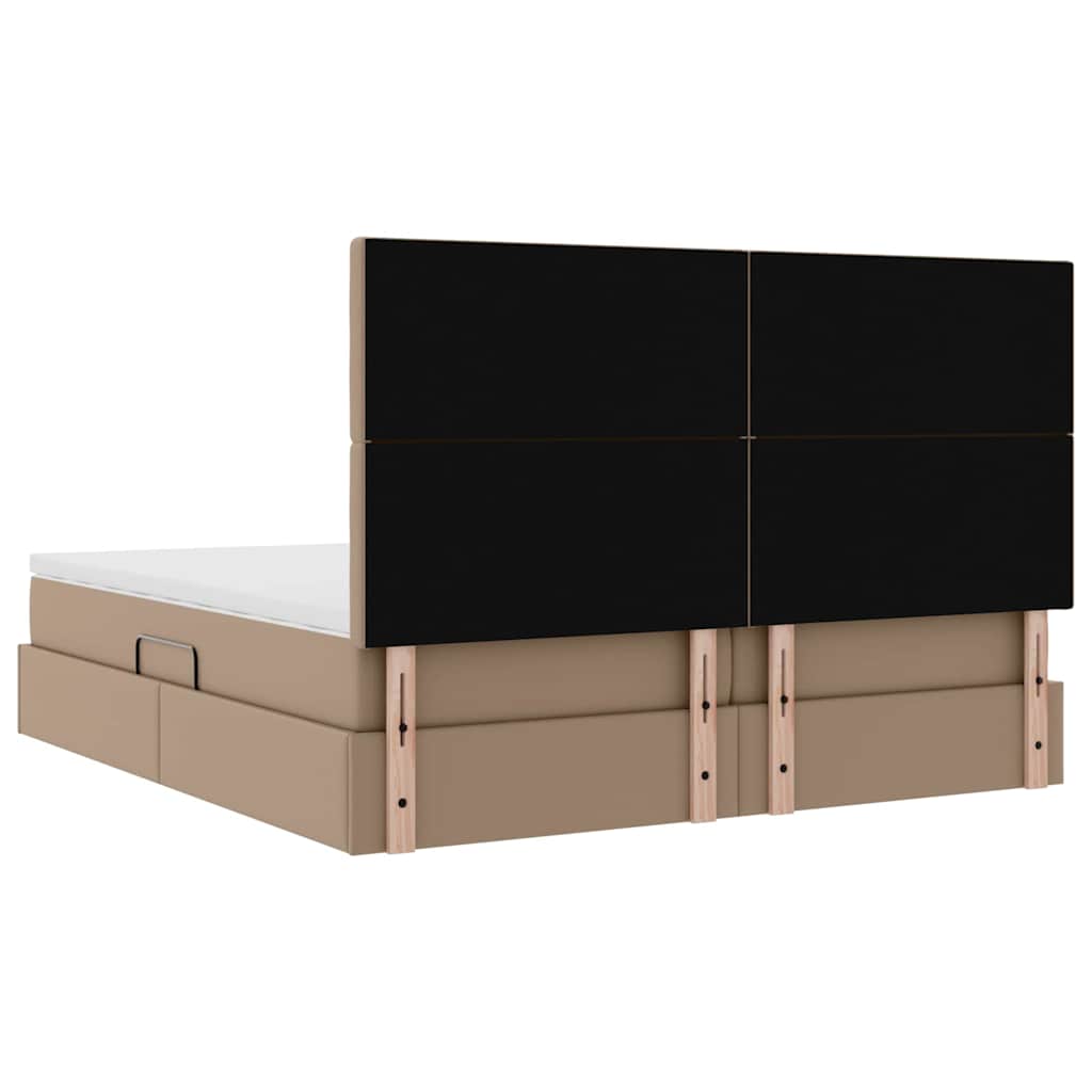 Bett mit Stauraum und LED Schwarz 180 x 200 cm Kunstleder