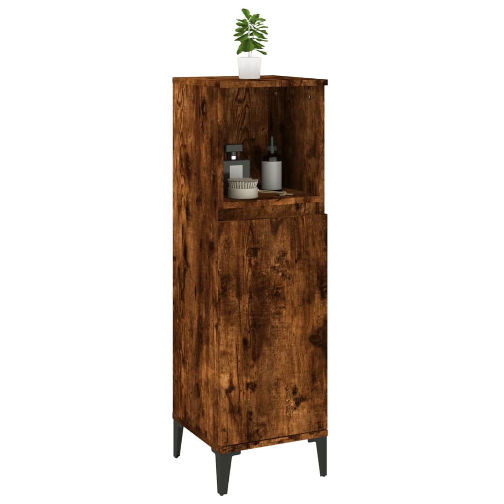 Badschrank Weiß 30x30x100 cm Holzwerkstoff
