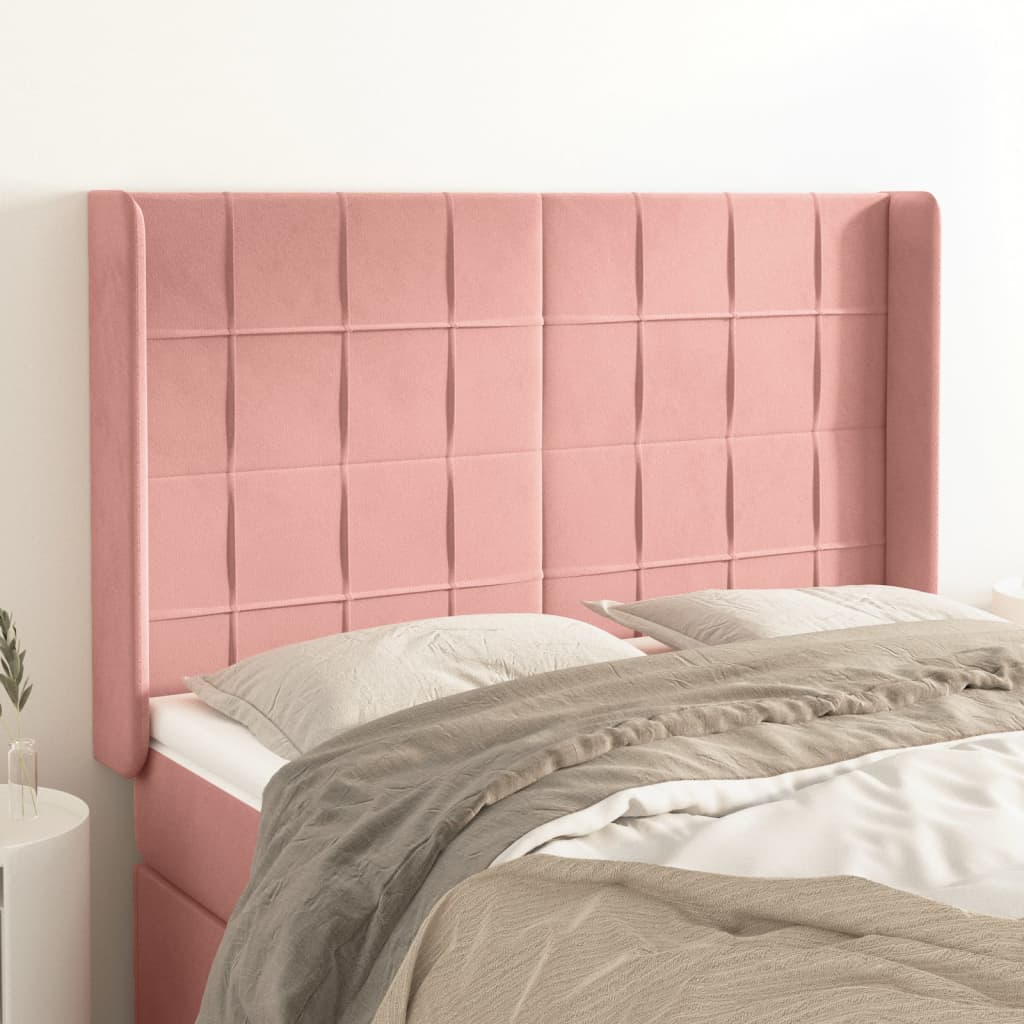 Kopfteil mit Ohren Dunkelblau 93x16x78/88 cm Samt