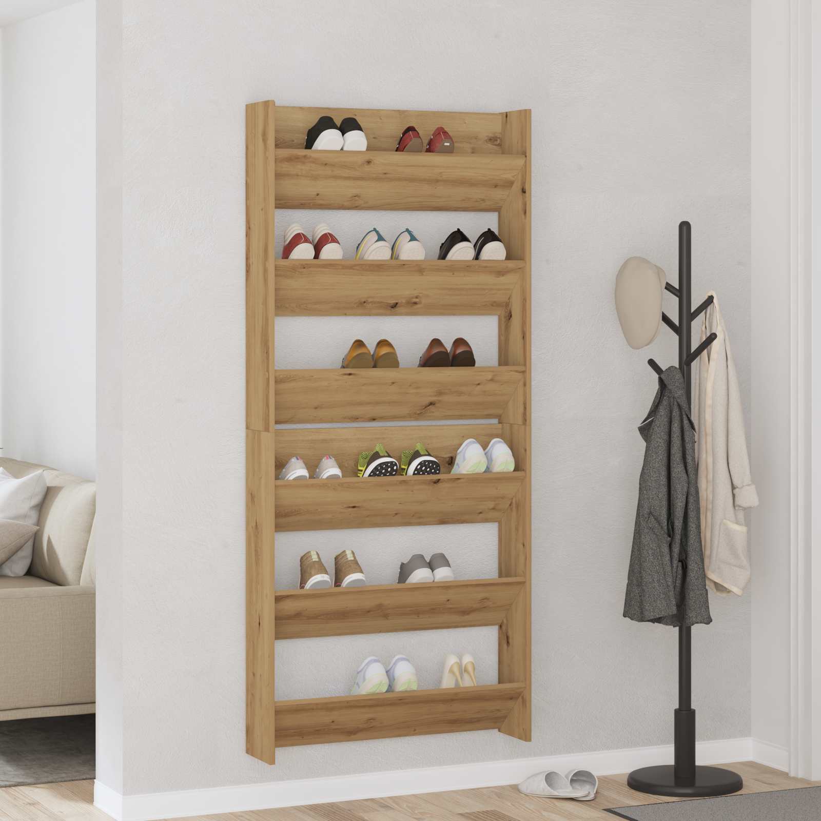 Wand-Schuhschränke 4 Stk. Weiß 60x18x60 cm Holzwerkstoff