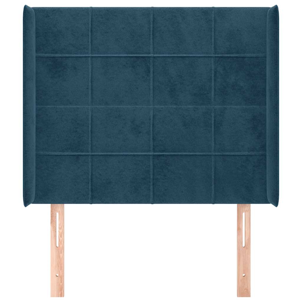 Kopfteil mit Ohren Dunkelblau 93x16x78/88 cm Samt