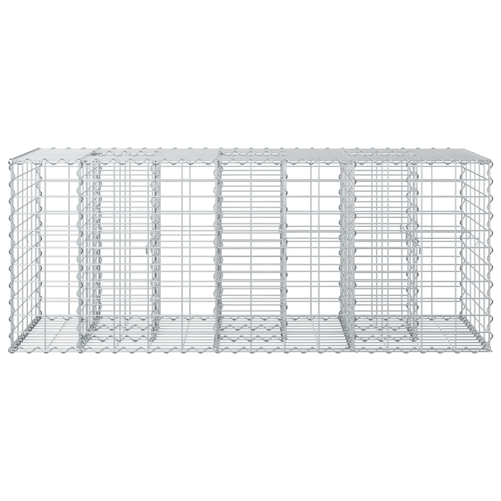 Gabionen Hochbeet 2 pcs Silber 260 x 60 x 55 cm