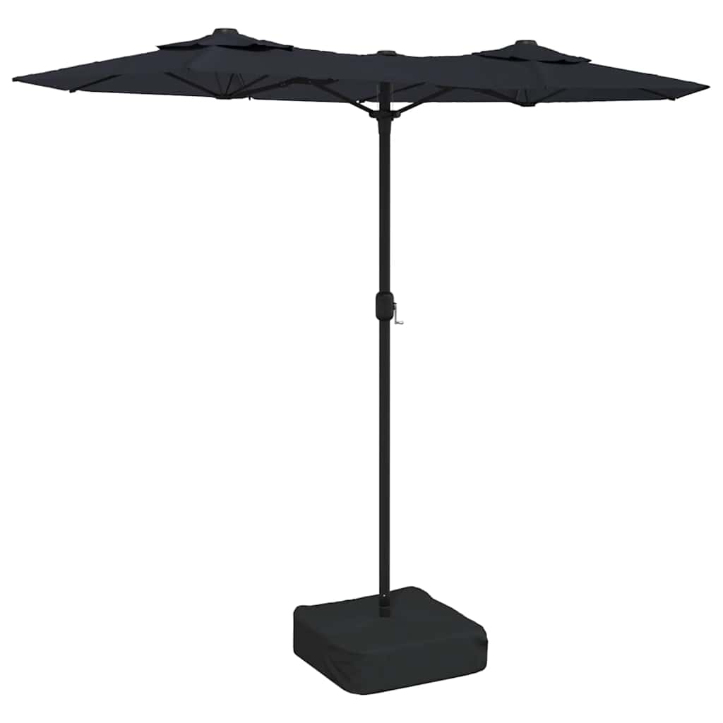 Doppel-Sonnenschirm mit LED-Leuchten Sandweiß 316x145 cm