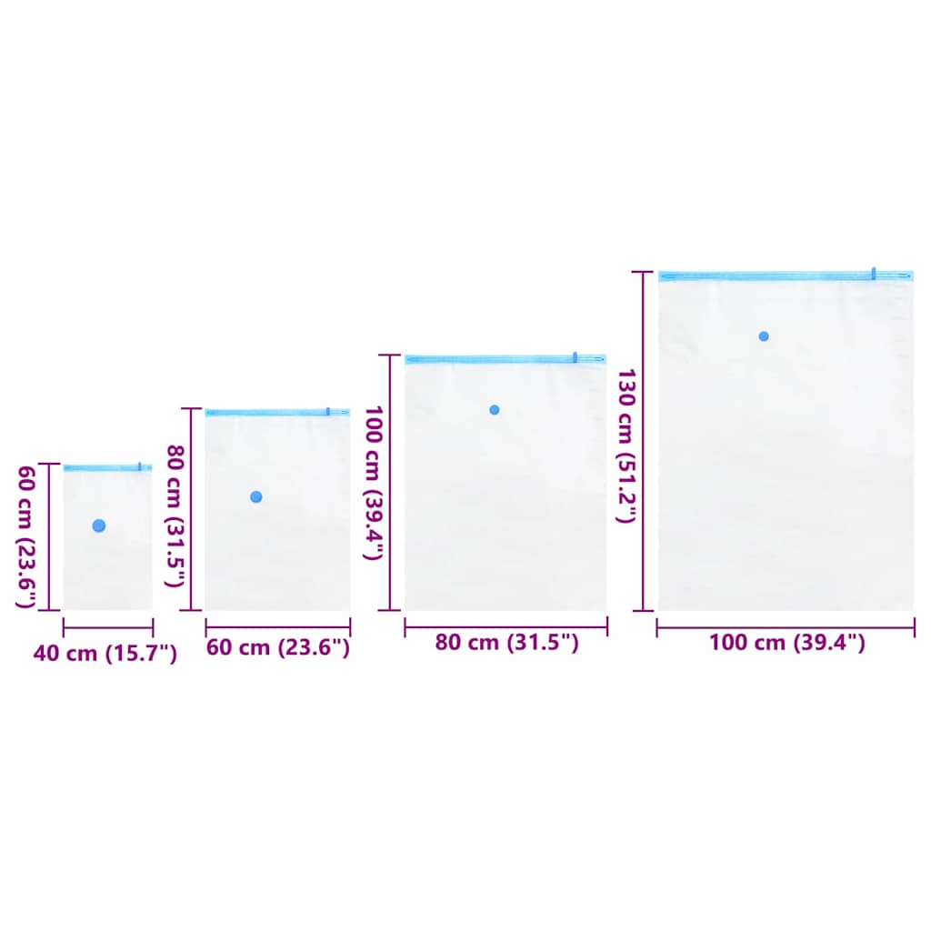 Aufbewahrungstaschen 5 pcs Transparent und Blau 70 x 50 cm