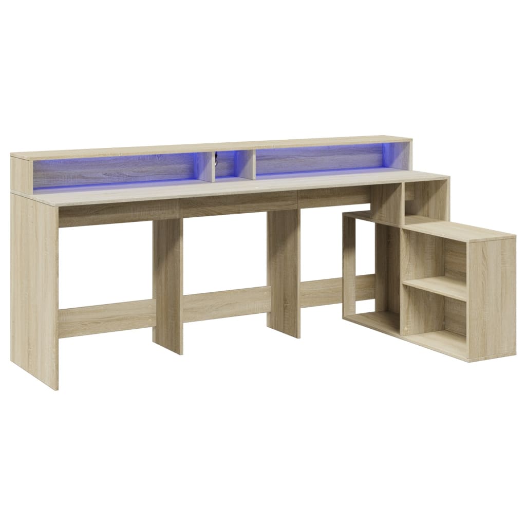 LED-Schreibtisch Weiß 200x104x91 cm Holzwerkstoff