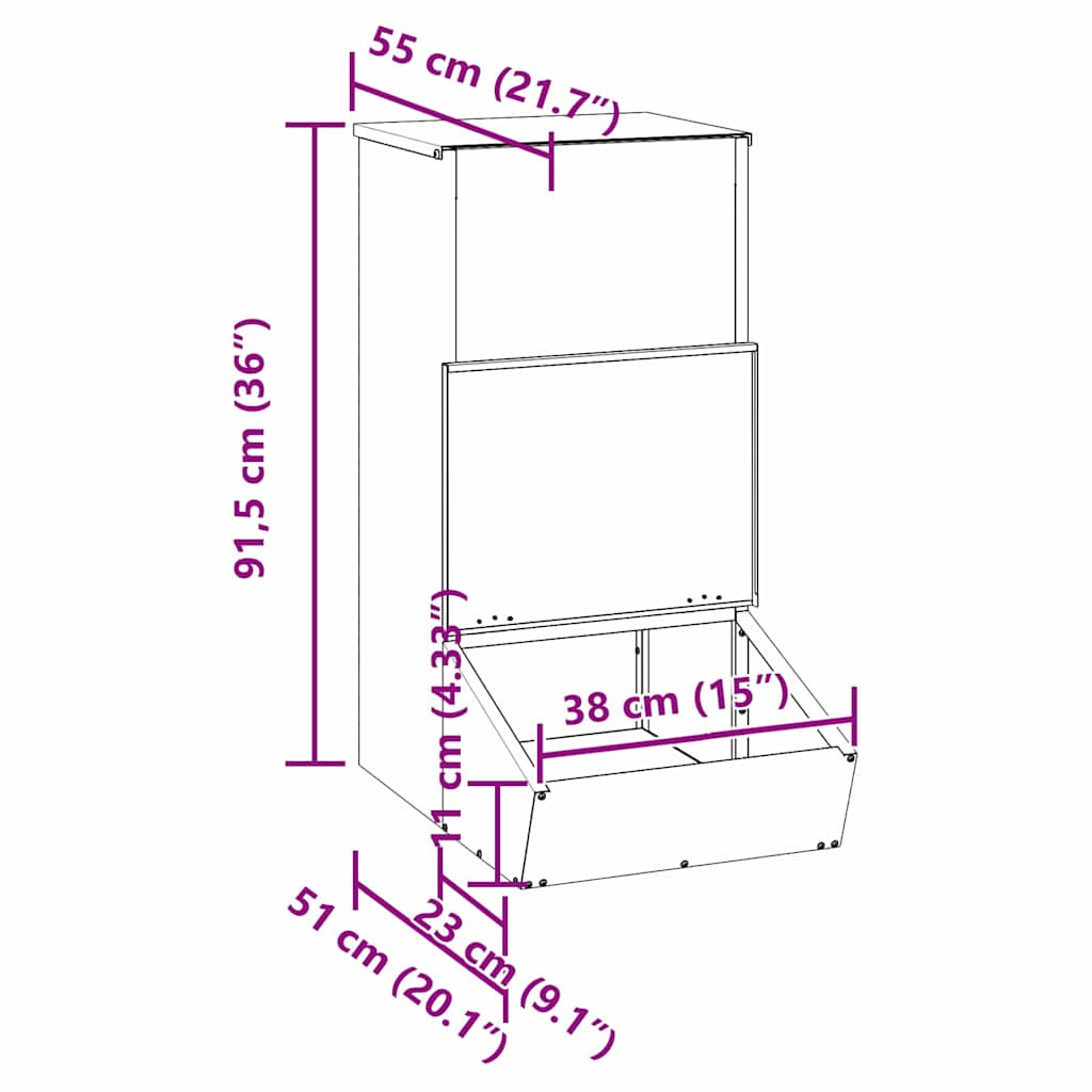 Schweinfutterspender Schwarz 55 x 38 x 76 cm