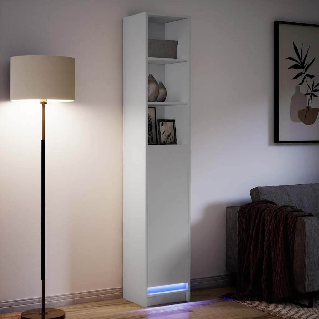 Highboard mit LED-Beleuchtung Weiß 69x32,5x200 cm Holzwerkstoff