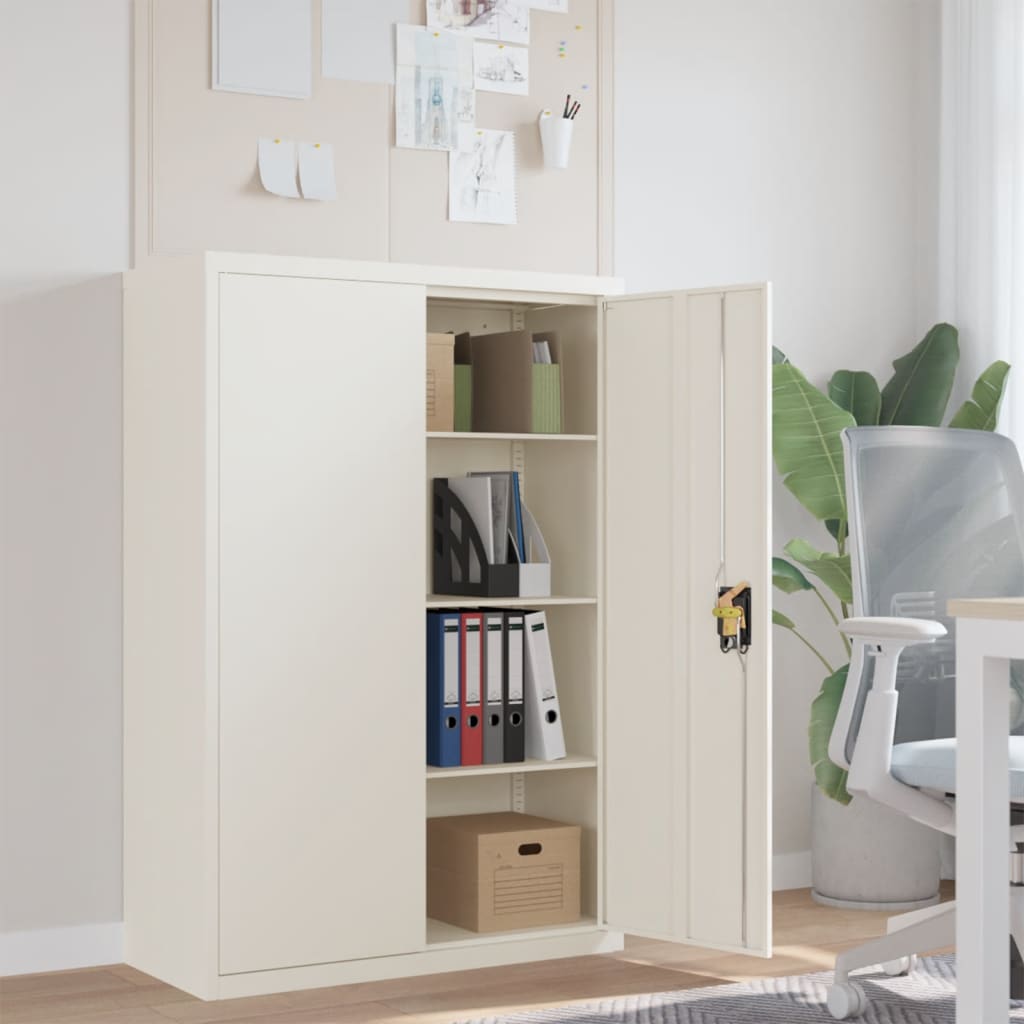 Aktenschrank mit 2 Türen Grau 90 cm Stahl