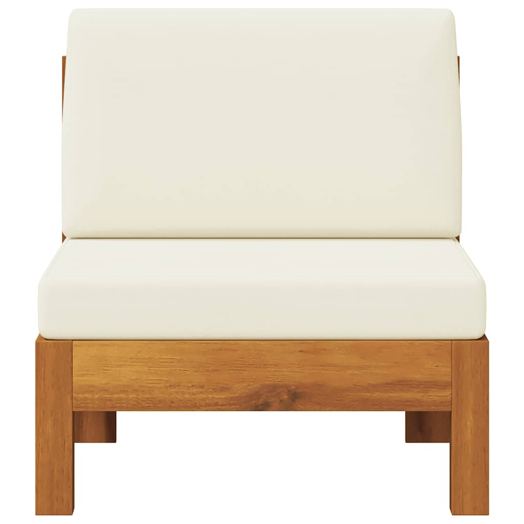 2-tlg. Garten-Lounge-Set mit Cremeweißen Kissen Akazienholz