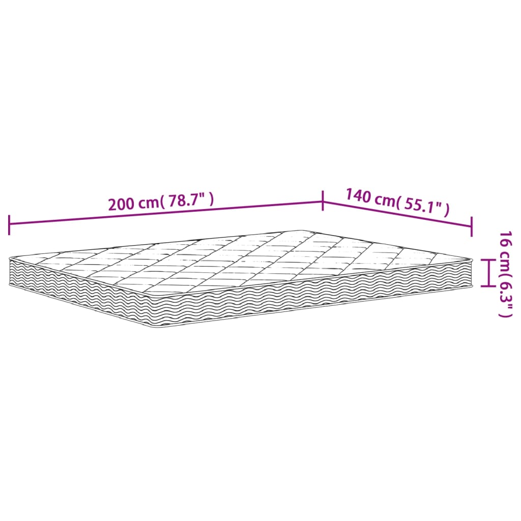 Schaumstoffmatratze für Kind Mittelweich 80 x 160 cm 16 cm Weiß