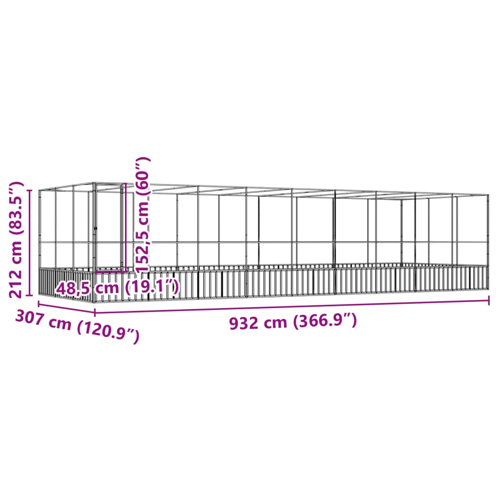 Voliere Silbern 210,5x107x212 cm Stahl