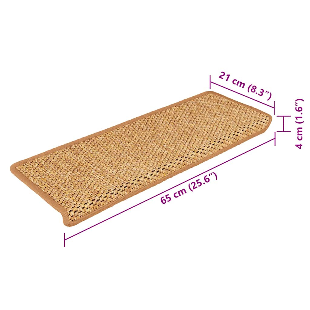 Treppenmatten Selbstklebend Sisal-Look 15 Stk. 65x21x4 Platina