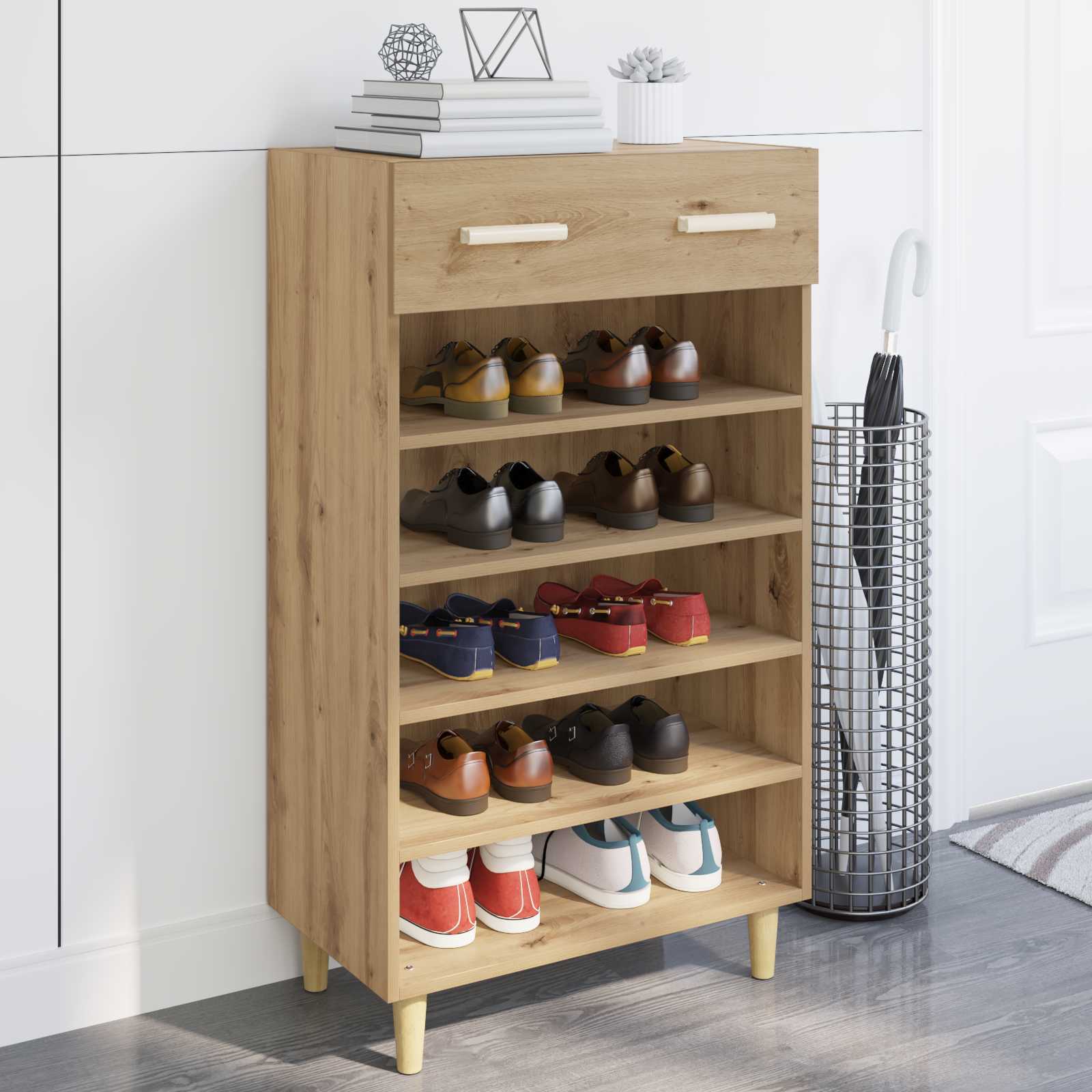 Schuhschrank mit Regal Altholz 60 x 35 x 105 cm Holzwerkstoff