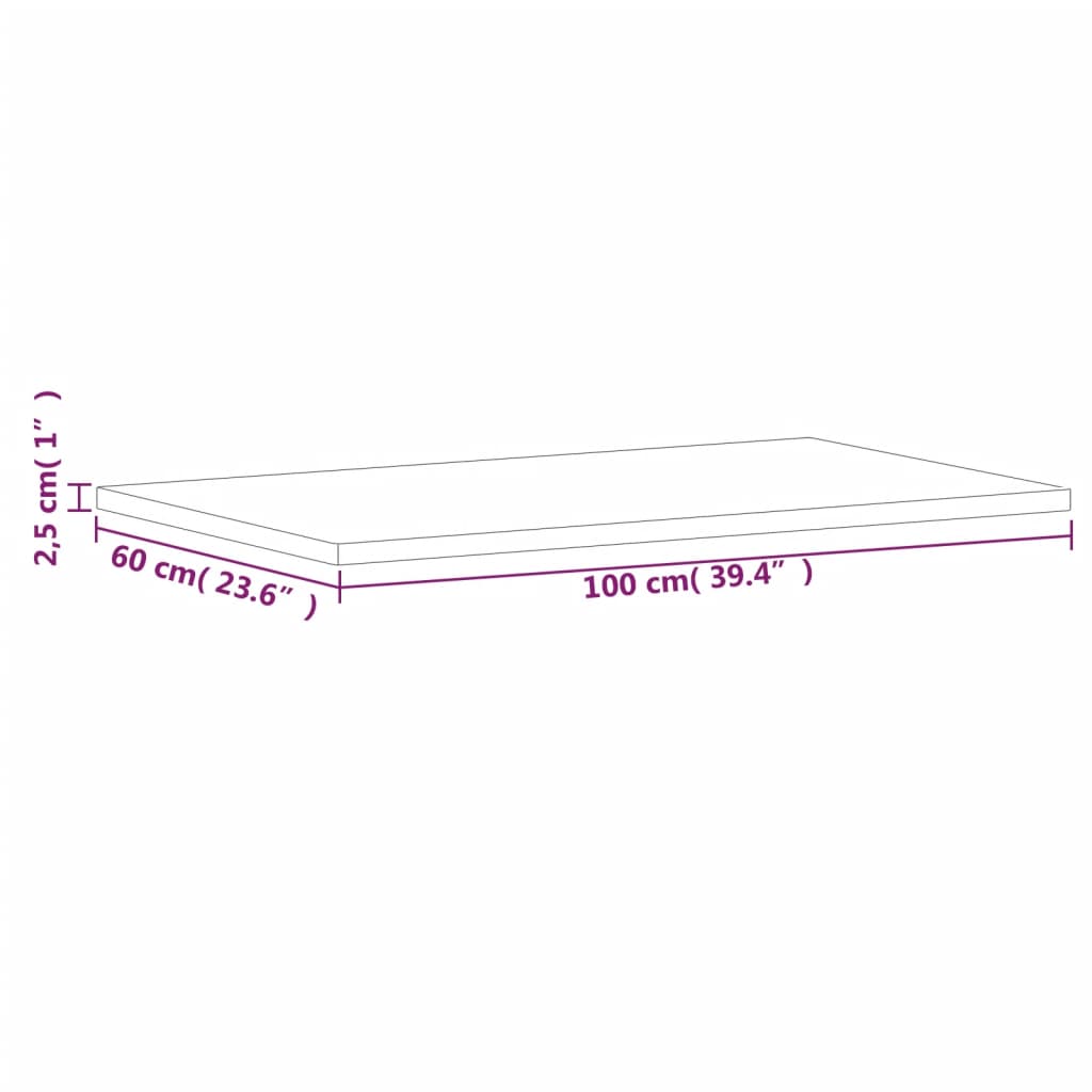 Tischplatte 80x40x1,5 cm Rechteckig Massivholz Buche