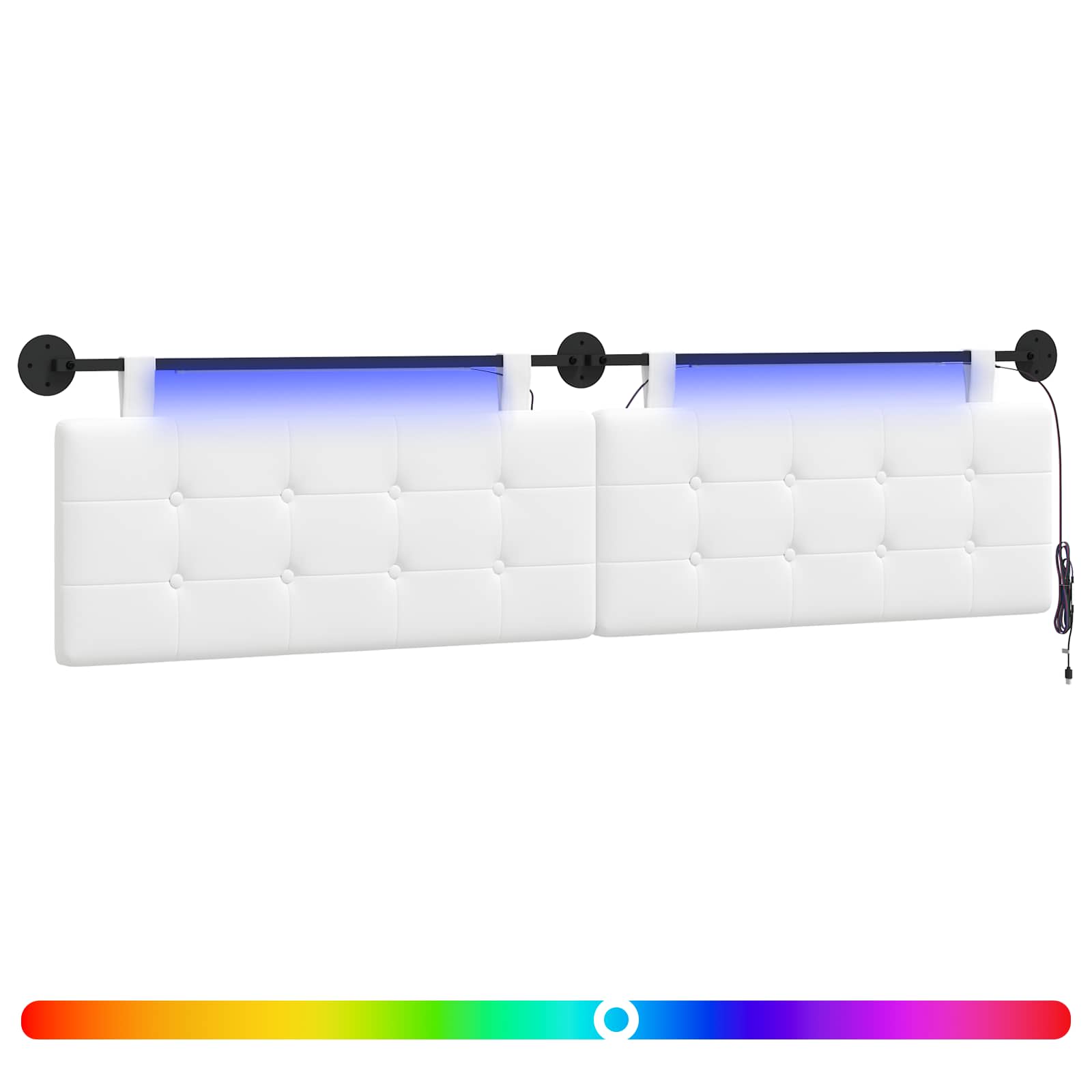 Hängendes Kopfteil Mit LED Licht Wolkengrau Stoff