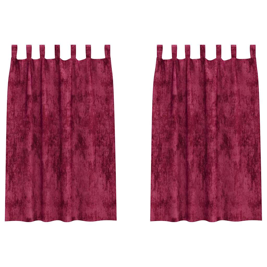 Samtvorhänge mit Vorhängen 2 pcs Weinrot 140 x 140 cm Samt