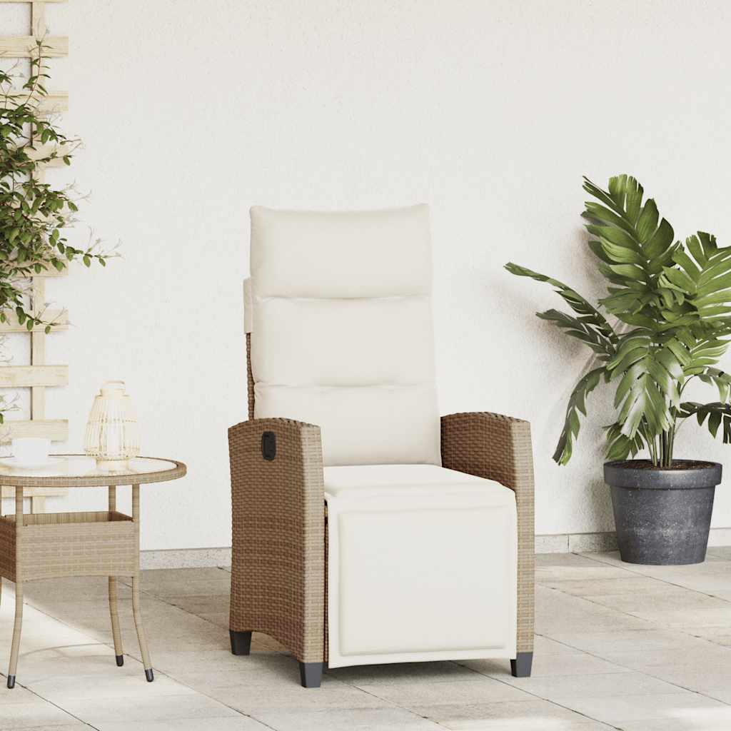Gartensessel mit Beistelltisch Verstellbar Schwarz Poly Rattan