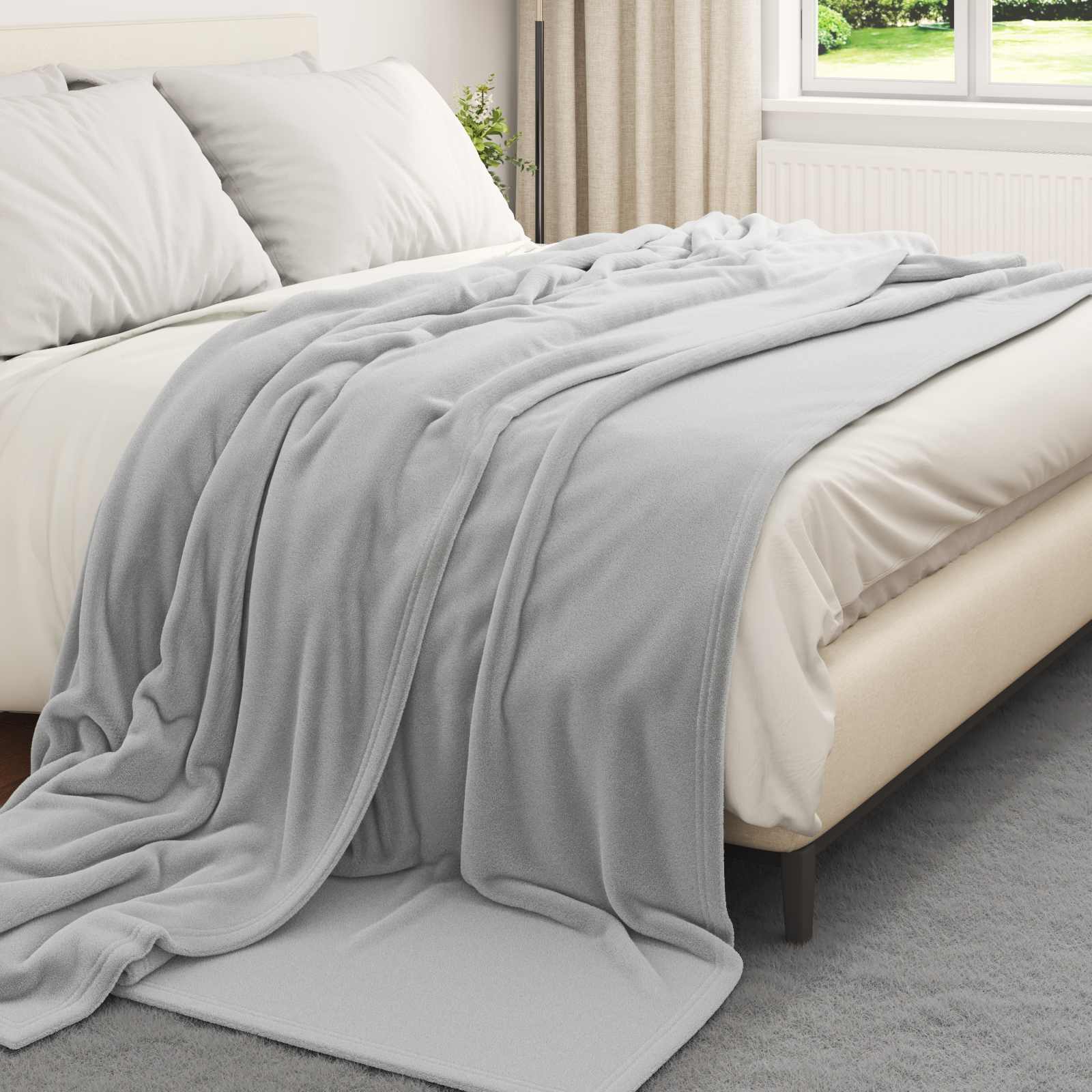 Überwurfdecke Beige 130 x 150 cm Fleece