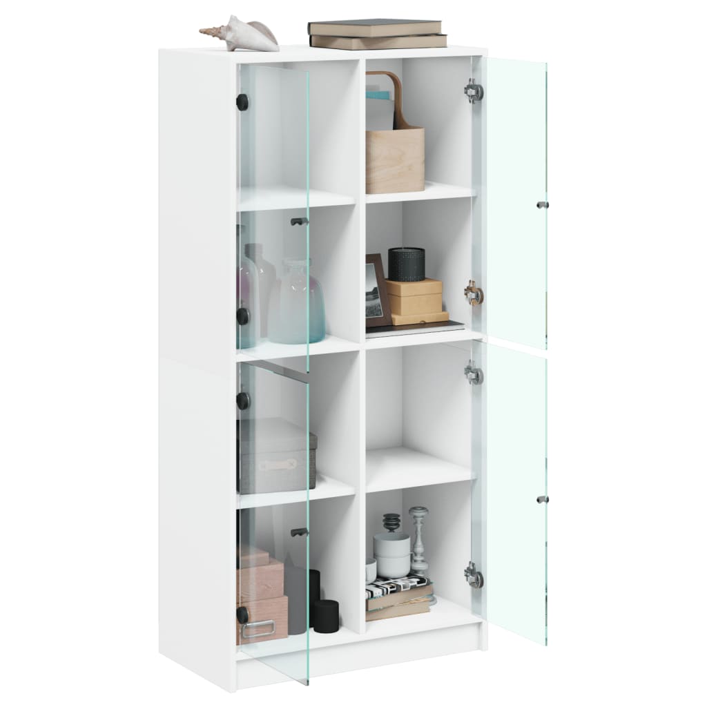 Bücherschrank mit Türen Weiß 136x37x142 cm Holzwerkstoff