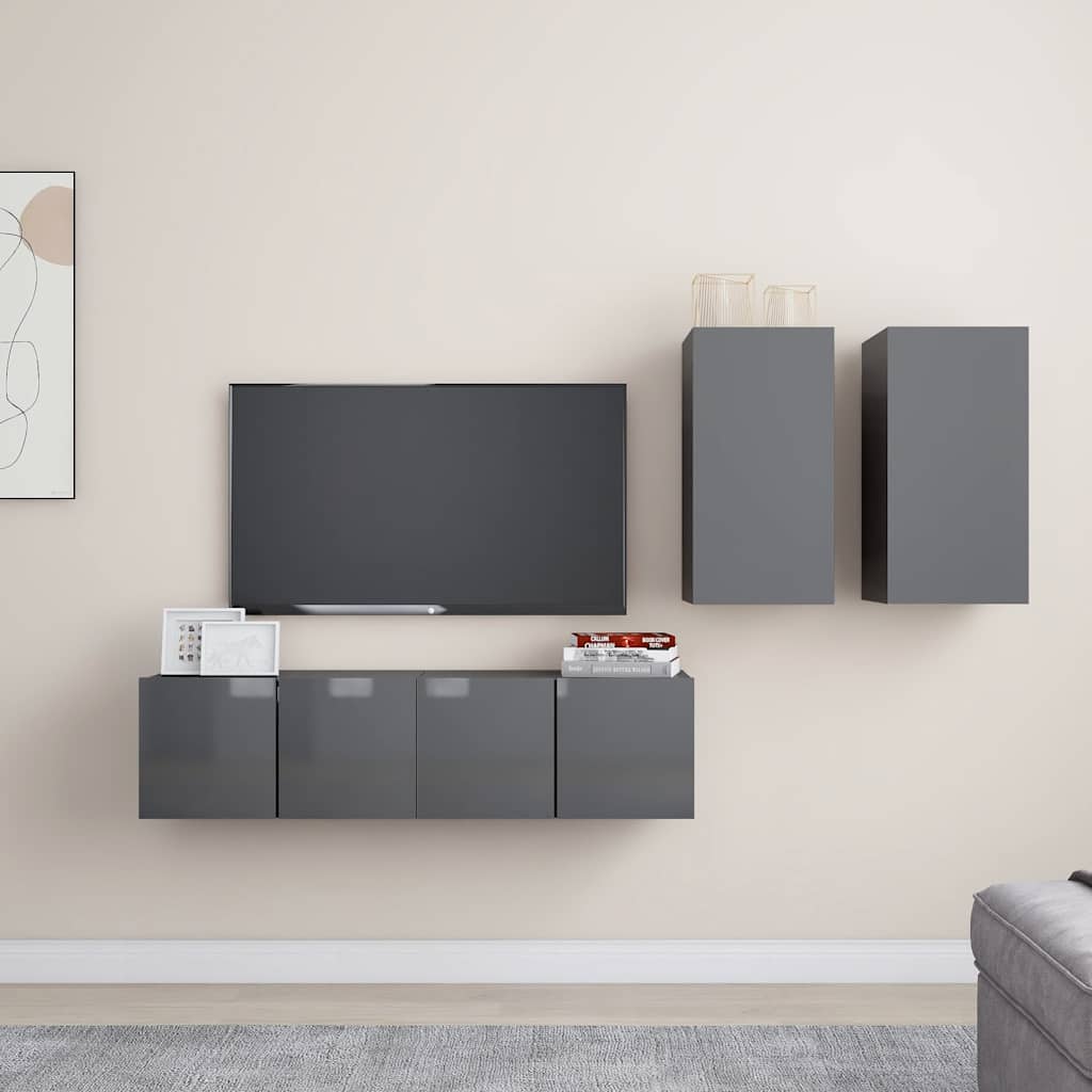 4-tlg. TV-Schrank-Set Weiß Holzwerkstoff