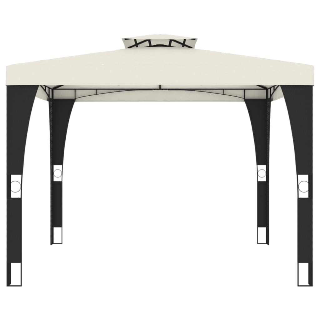 Pavillon mit Doppeldach Creme 3,98x2,98 m Stahl