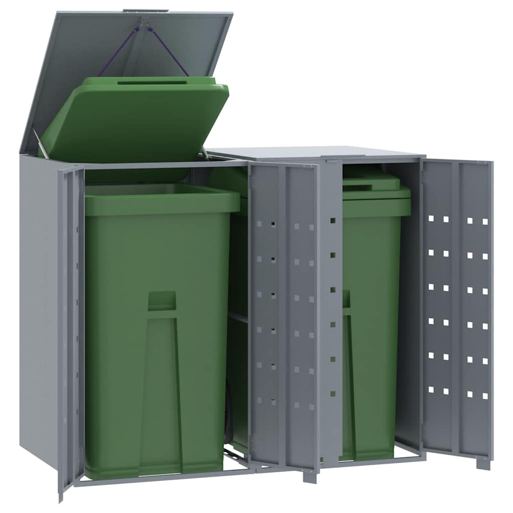 Mülltonnenbox für 2 Tonnen Schwarz 138x79x117 cm Stahl