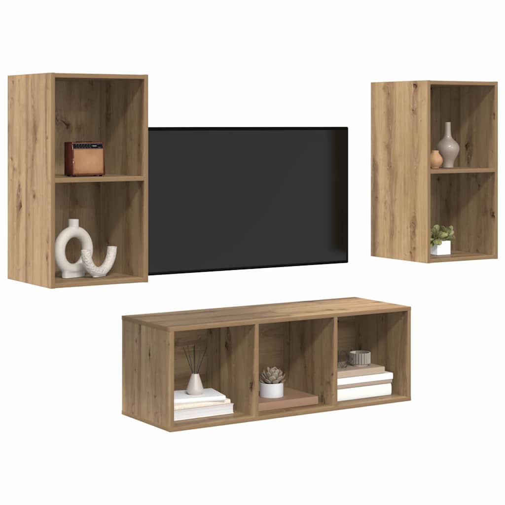 3-tlg. TV-Schrank-Set Weiß Holzwerkstoff