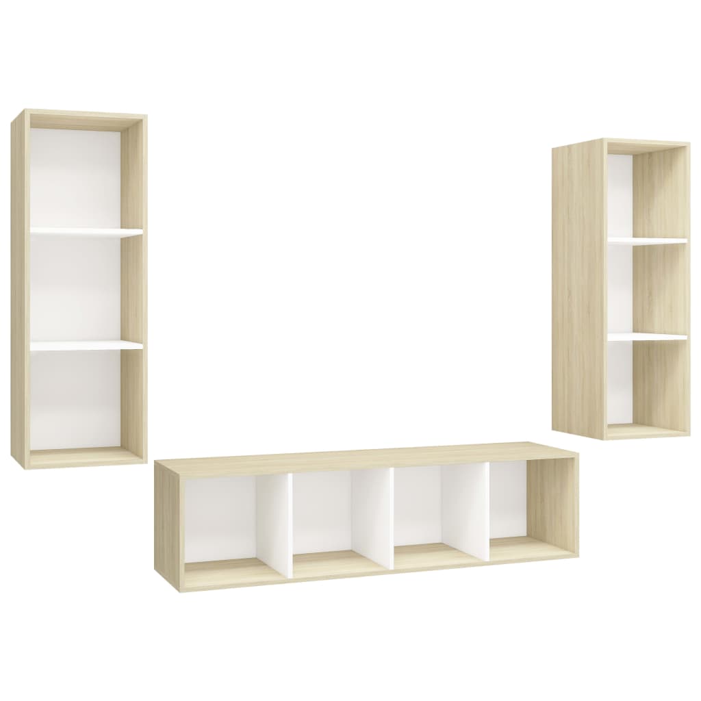 3-tlg. TV-Schrank-Set Weiß Holzwerkstoff