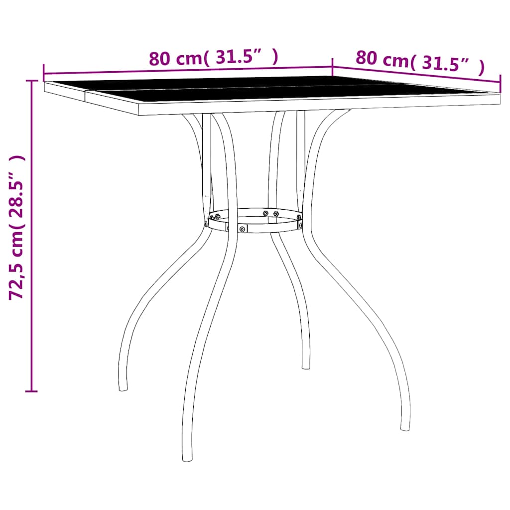 Gartentisch Anthrazit 100x100x72 cm Stahlgitter