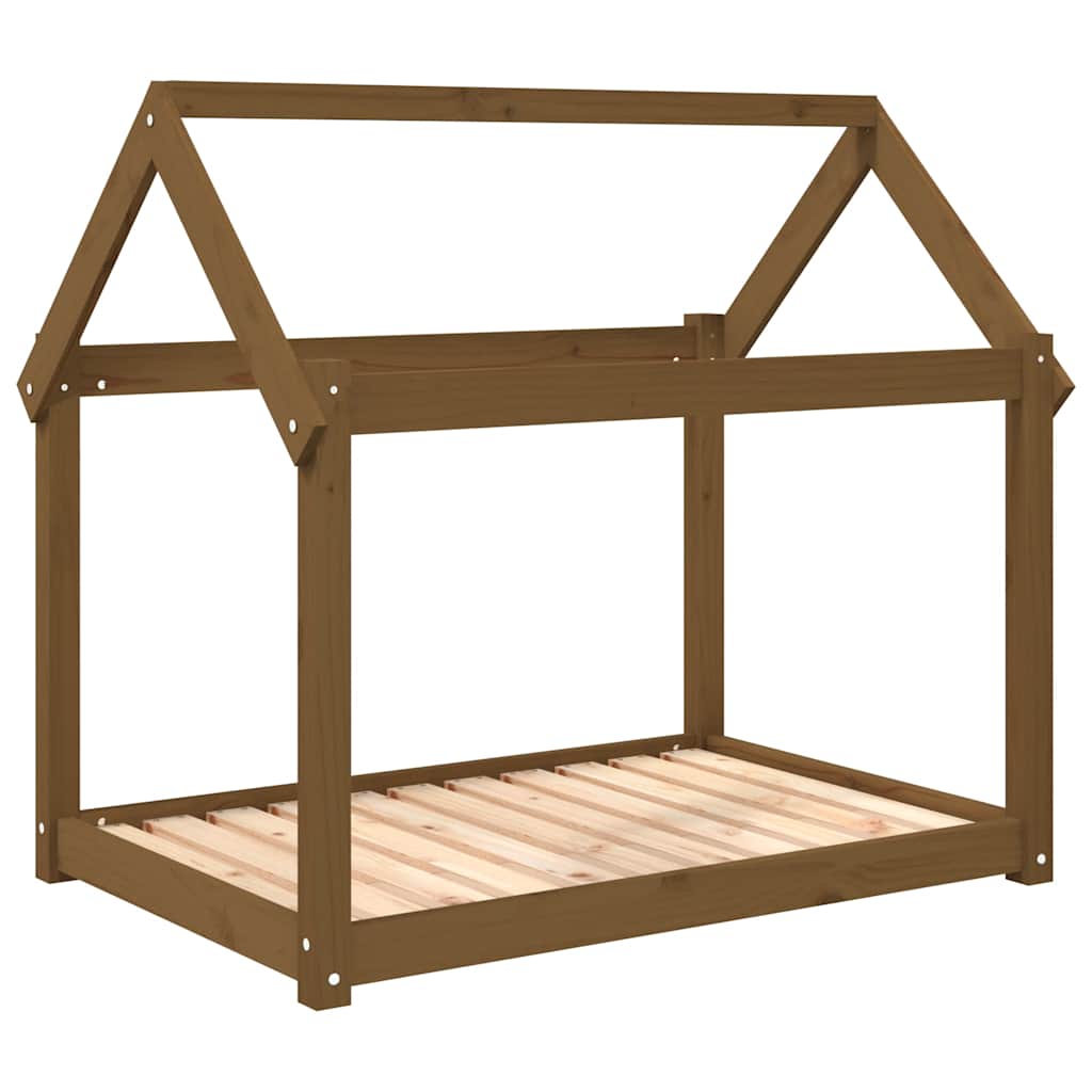 Hundebett Grau 61x50x70 cm Massivholz Kiefer
