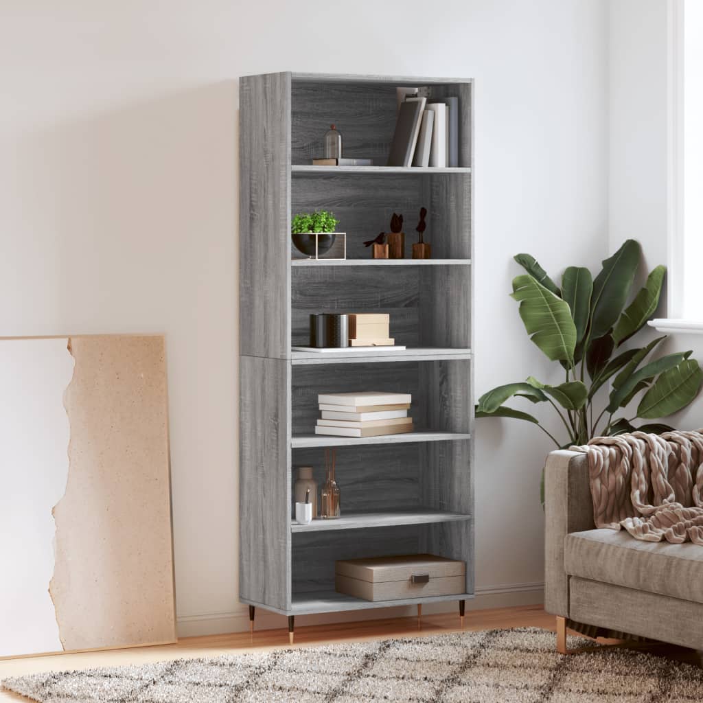 Highboard Betongrau 69,5x34x180 cm Holzwerkstoff