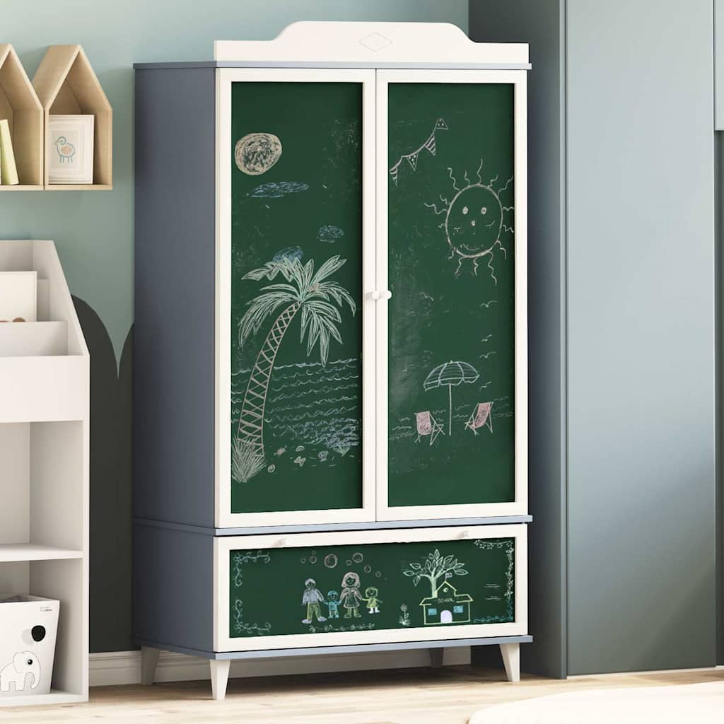Kreidetafel Kleiderschrank mit Tür ROROS Weiß 90 x 45 x 165 cm