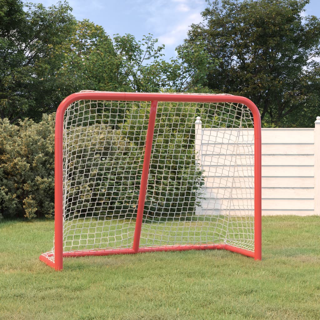 Hockeytor mit Netz Rot & Weiß 153x60x118 cm Stahl & Polyester