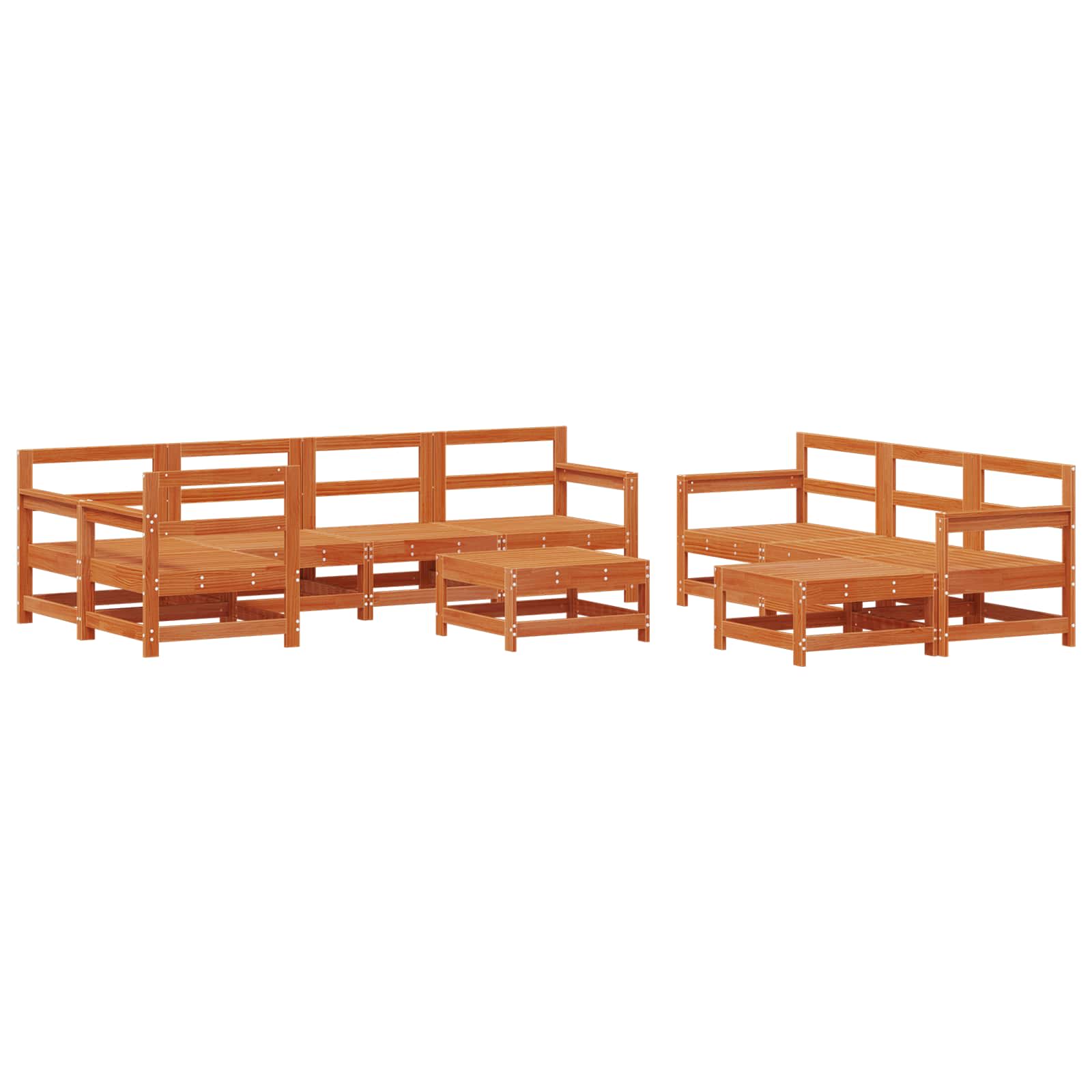 10-tlg. Garten-Lounge-Set mit Kissen Kiefernholz Imprägniert