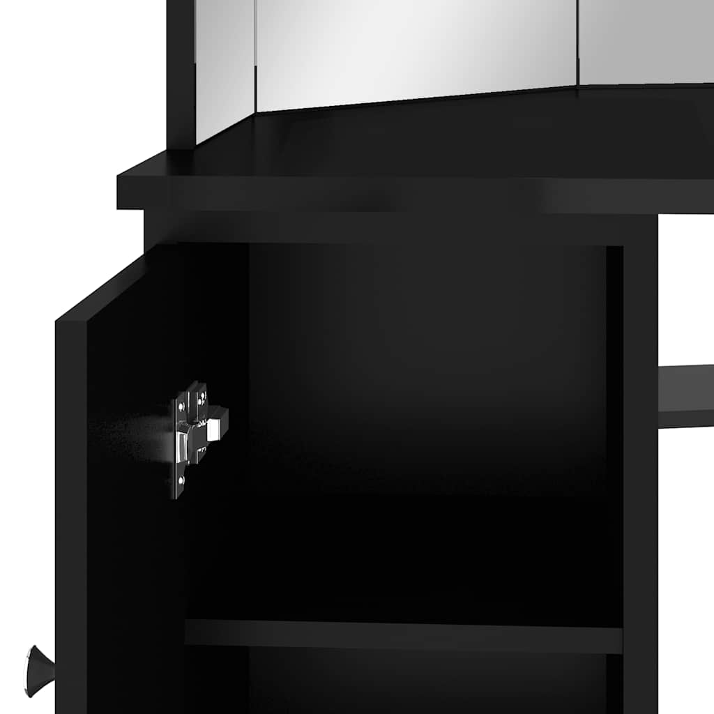Eck-Schminktisch mit LED Grau 111x54x141,5 cm
