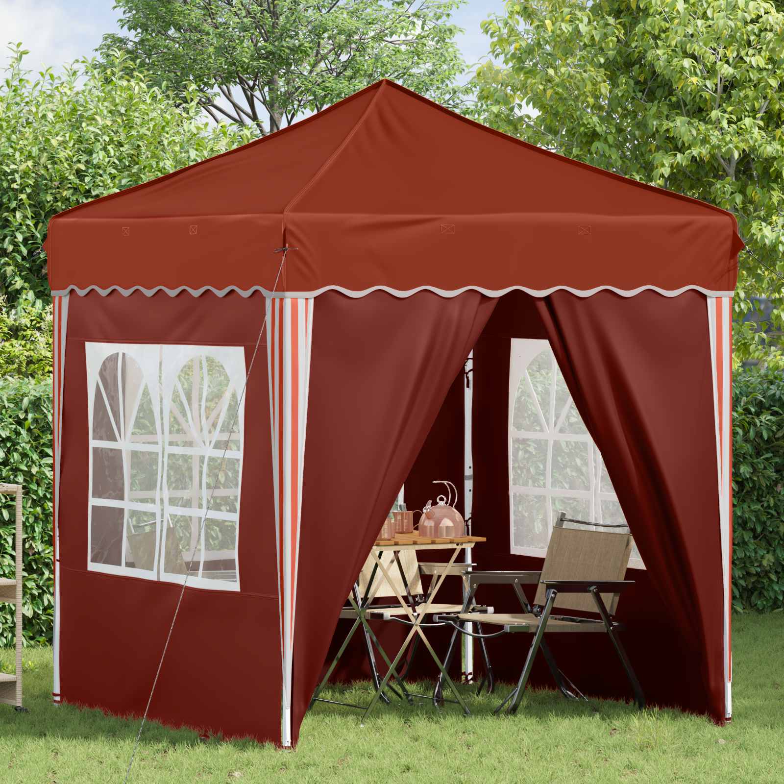 Pop-up Partyzelt 195 x 195 x 245 cm Creme Oxford-Stoff