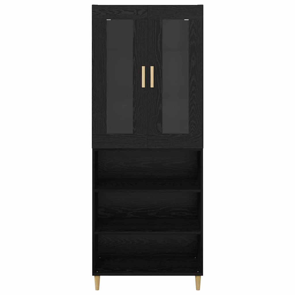 Highboard Altholz 69,5 x 34 x 180 cm Engineered Wood und Glas