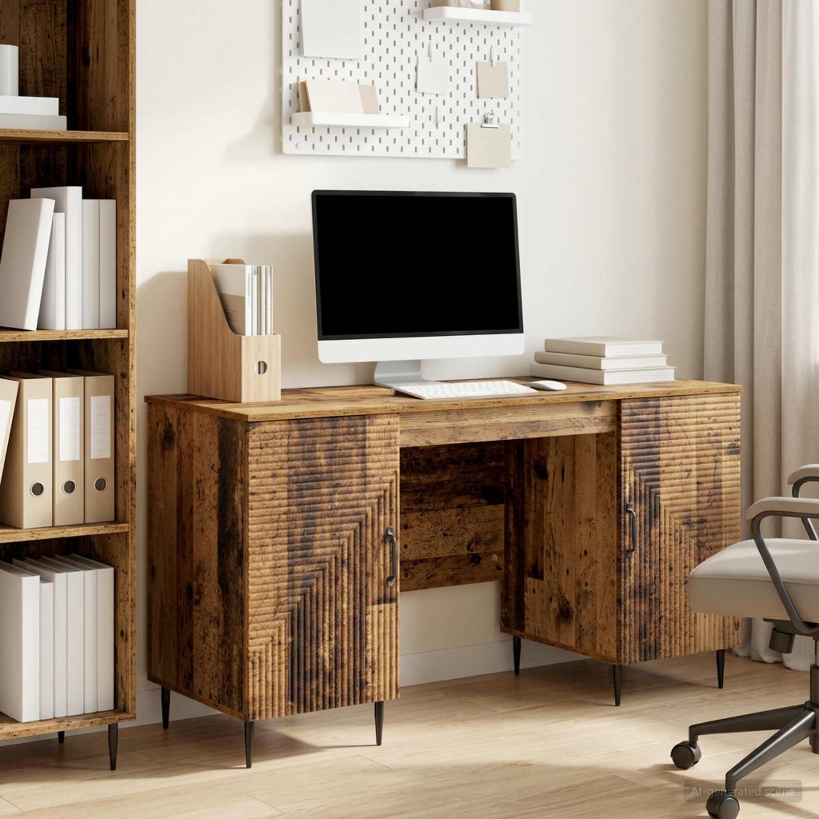 Schreibtisch mit Regal Schwarz 142,5 x 50 x 75 cm Holzwerkstoff