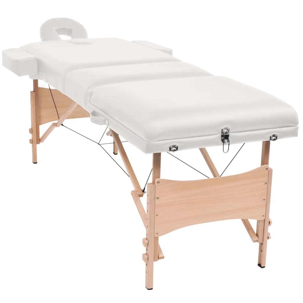 Massageliege 3-Zonen mit Hocker Klappbar 10 cm Sitz Schwarz