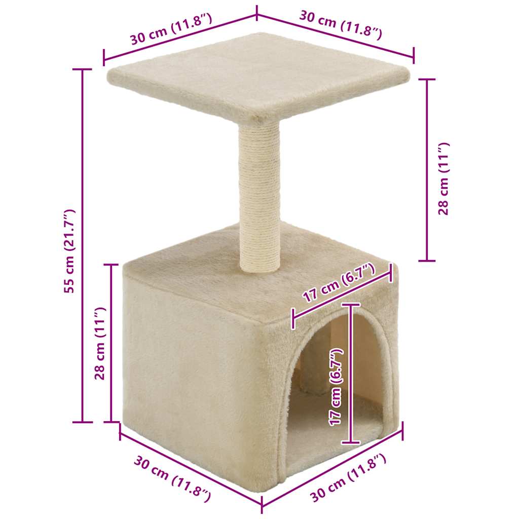 Katzen-Kratzbaum Sisal 55 cm Grau
