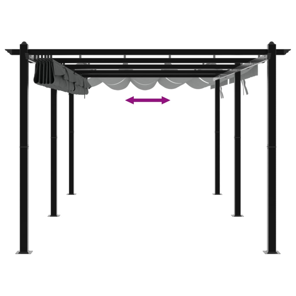 Gartenpavillon mit Ausziehbarem Dach Creme 3x6 m Aluminium