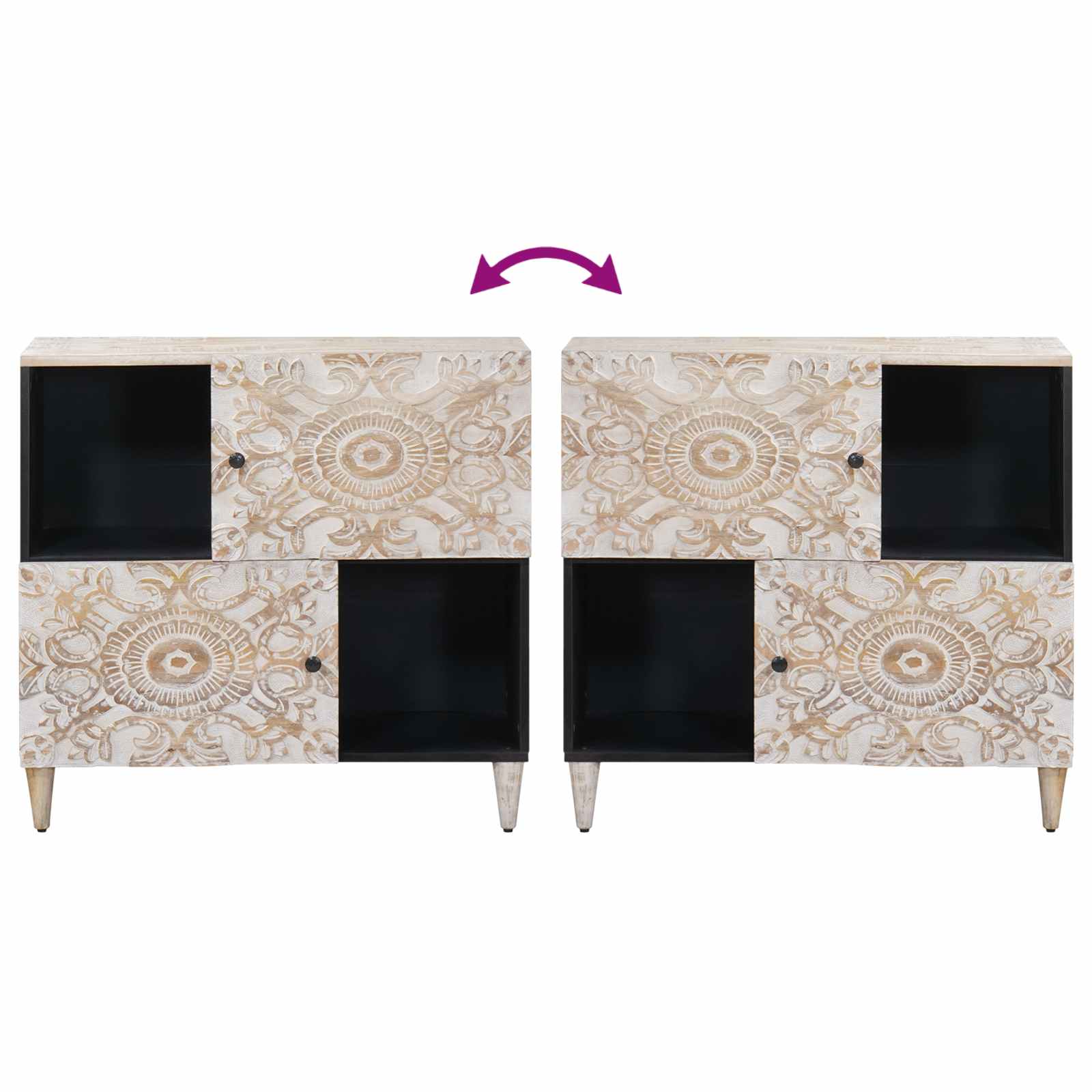 Sideboard mit Speicher Braun 80 x 33,5 x 75 cm Massivholz Mango